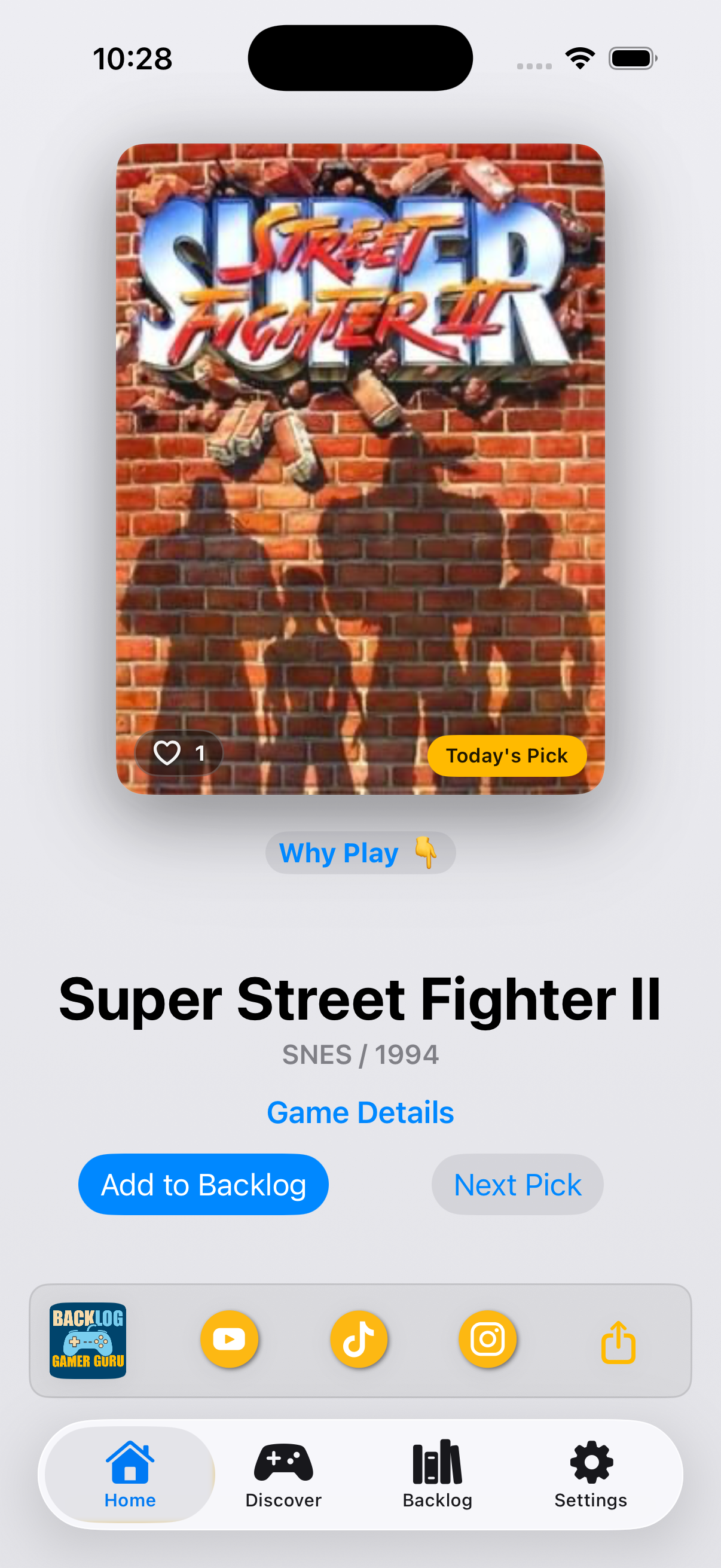 Backlog Gamer Guru app screenshot